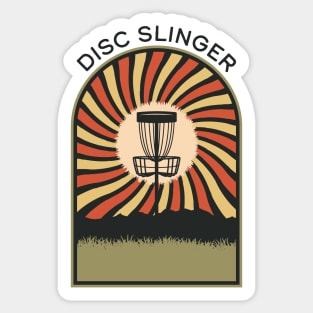 Disc Slinger | Disc Golf Vintage Retro Arch Mountains Sticker